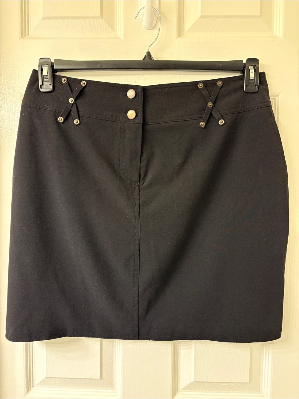 Larry Levine Black Skirt with Rivet Detail